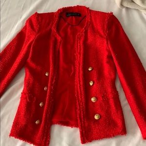 Zara Tweed Blazer in Red/new never worn /no tags
